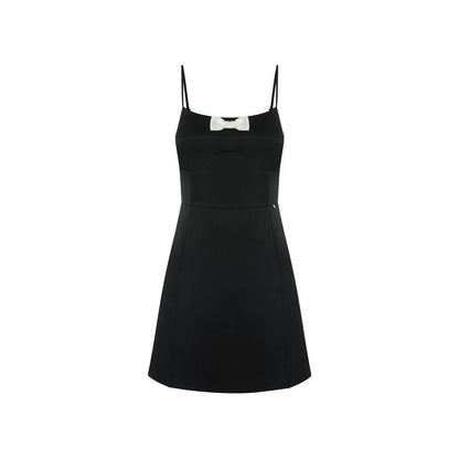 Black Satin Bow Dress