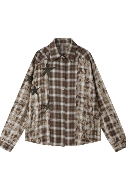 Coffee-Colored Plaid Shirt