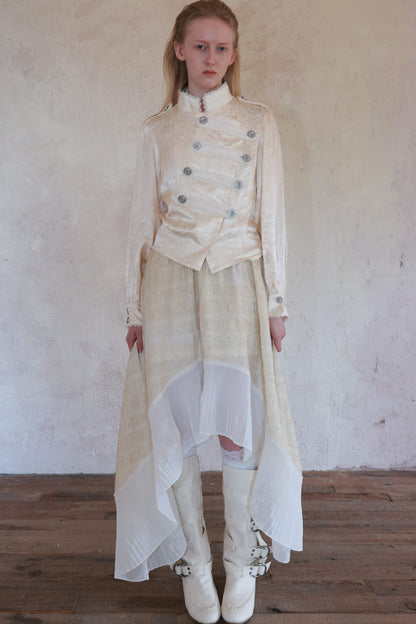 Beige Lace Stand Collar Jacket
