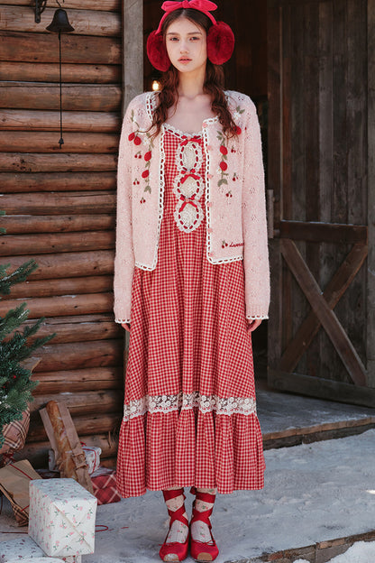 Strawberry Christmas Tree Wool Knit Set-Up