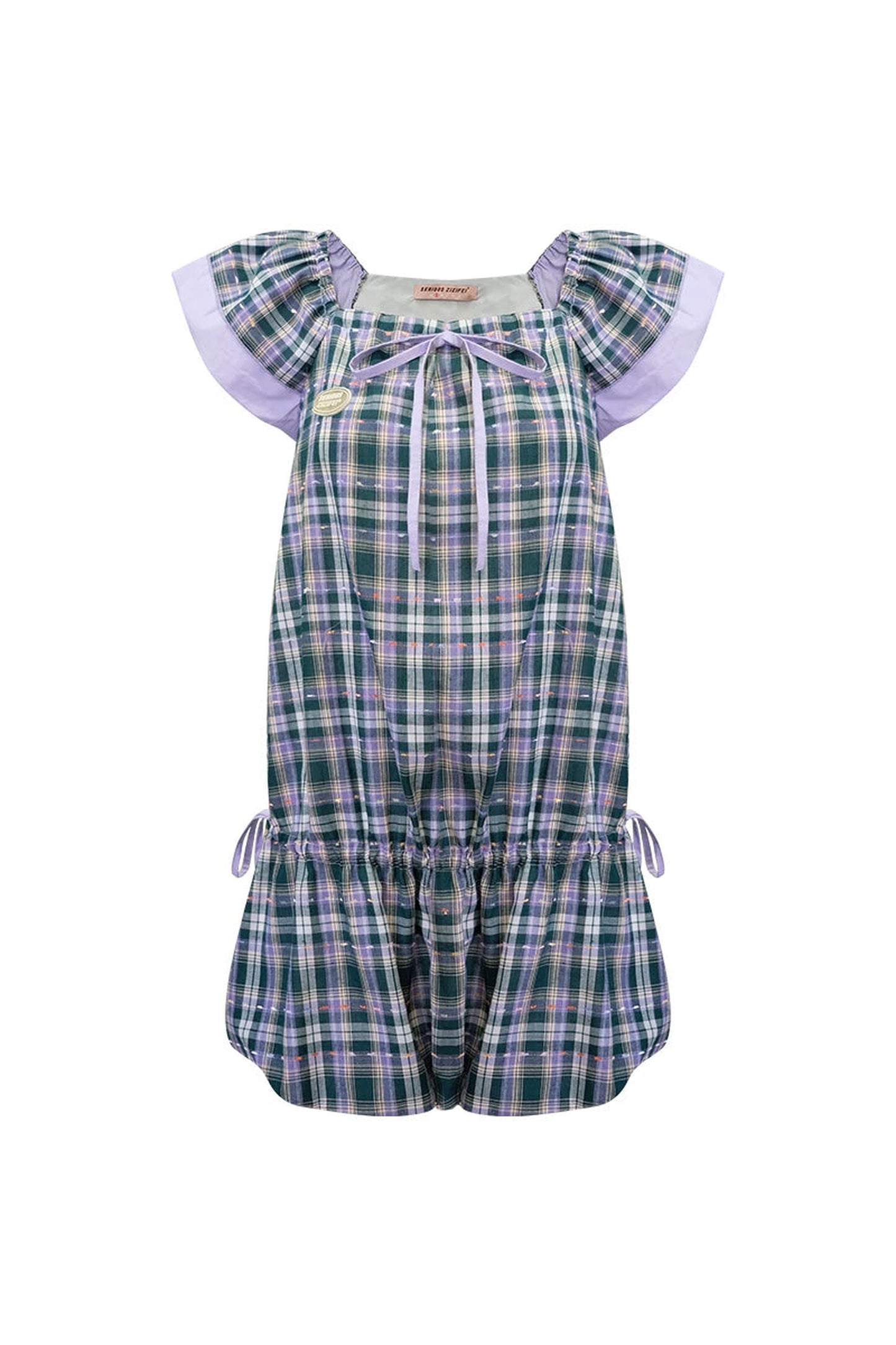 Purple Plaid Flutter Dress