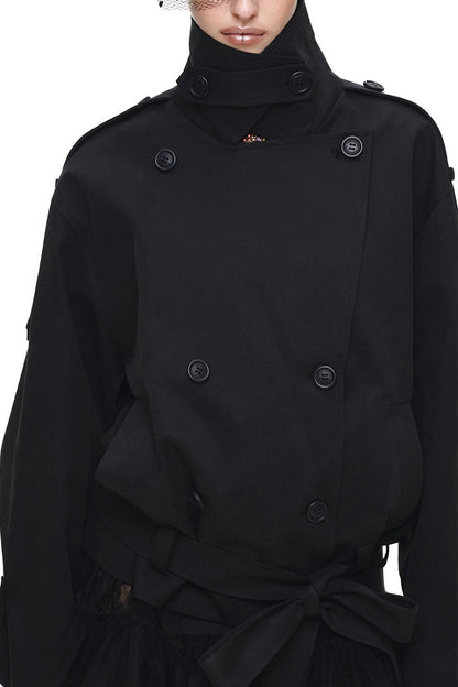 Double-Breasted Tie-Waist Trench Coat
