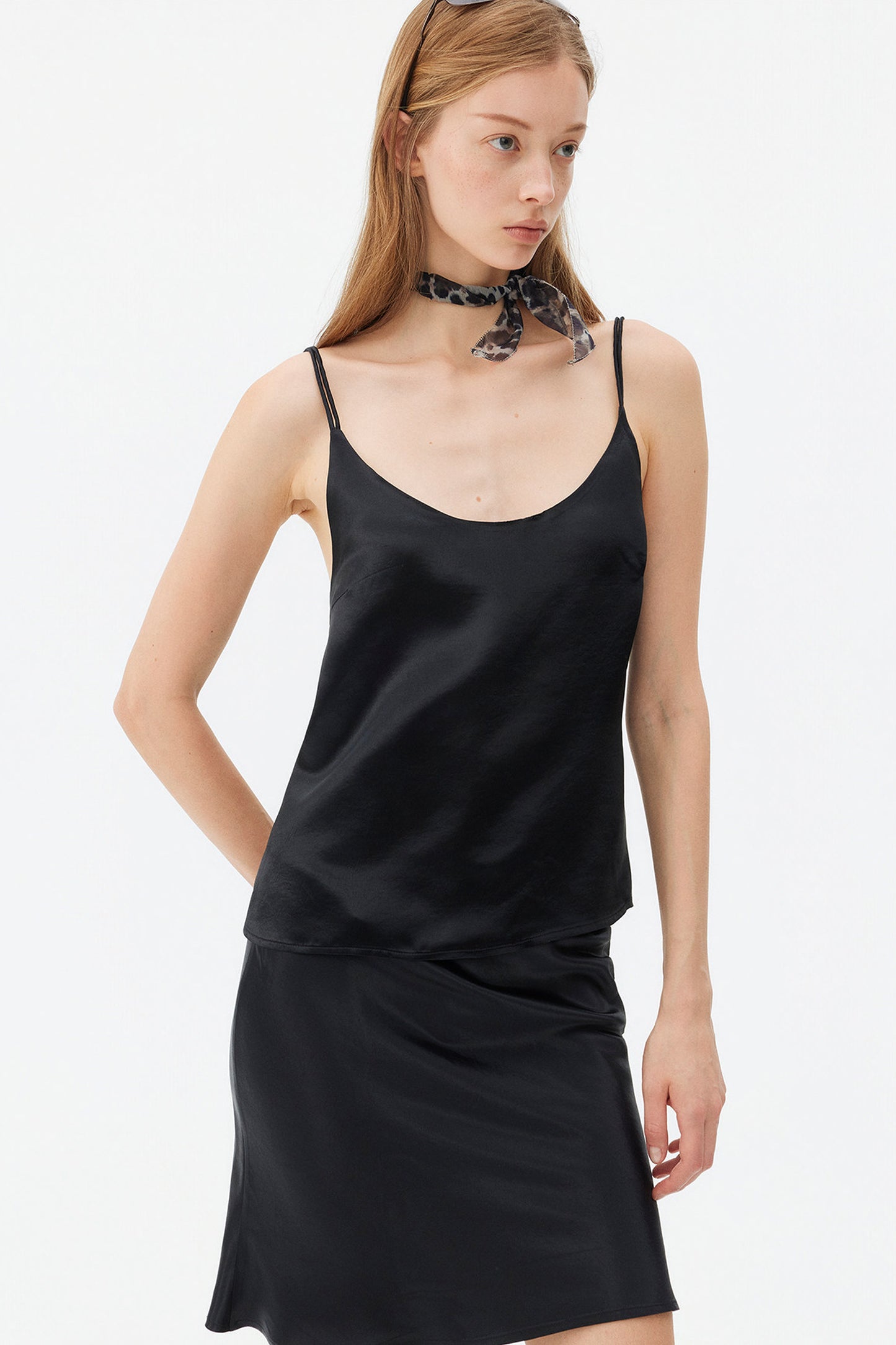 Thin Strap Satin Camisole and Mermaid Skirt Set-Up