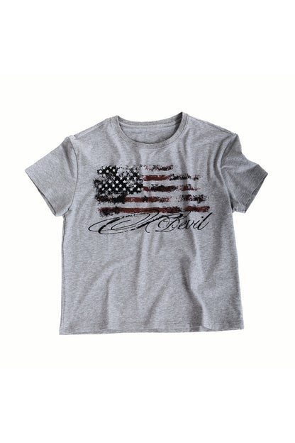 Kurzarm-T-Shirt mit Sternflagge im Used-Look