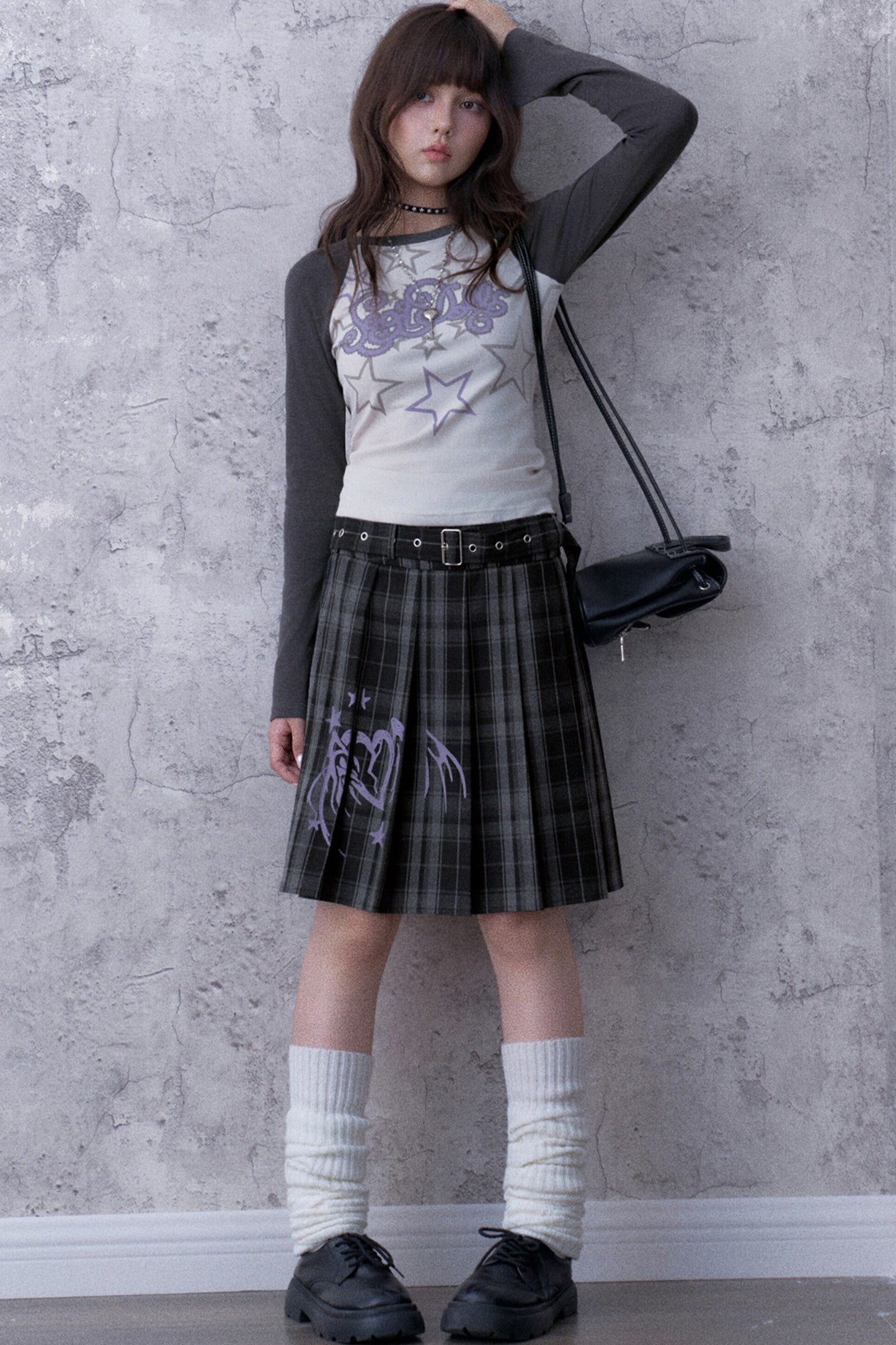 Graffiti Double Waist Pleated Skirt