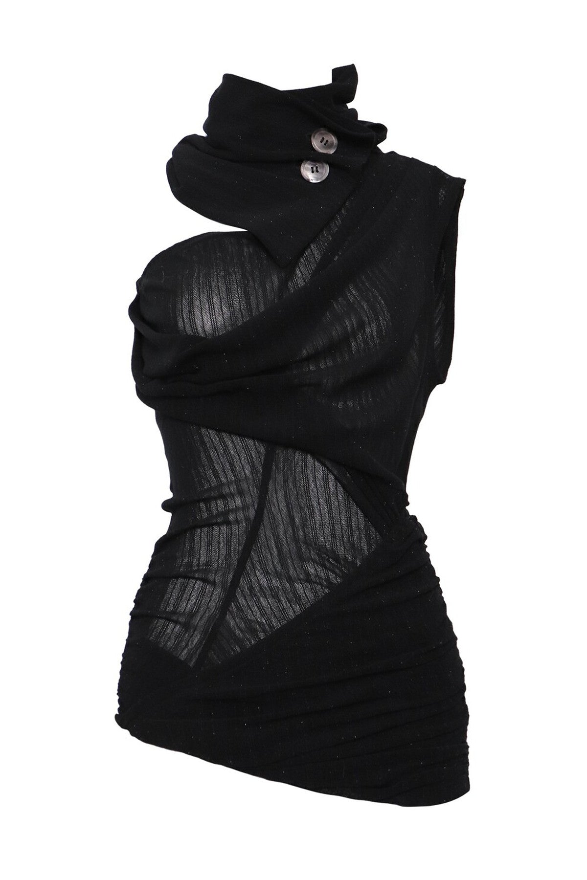 Sleeveless Deconstructed High-Neck Knit Vest