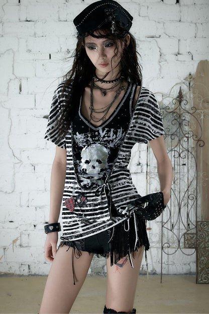 Vintage Asymmetrical Printed Top