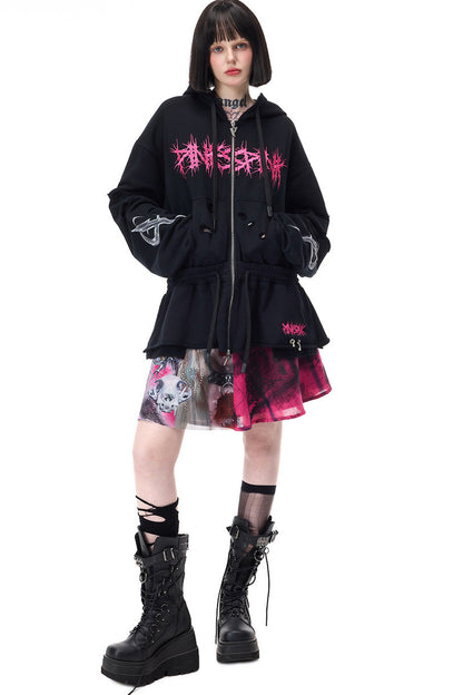 Y2K rosa karierter Rock