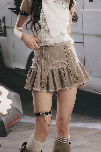 Vintage Pleated High-Waisted Short Skirt