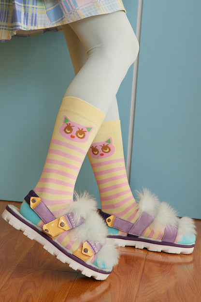Ensemble de chaussettes mi-mollet à rayures colorées avec ours