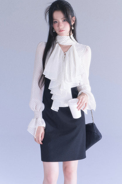 Polka High-Waisted Fishtail Dress