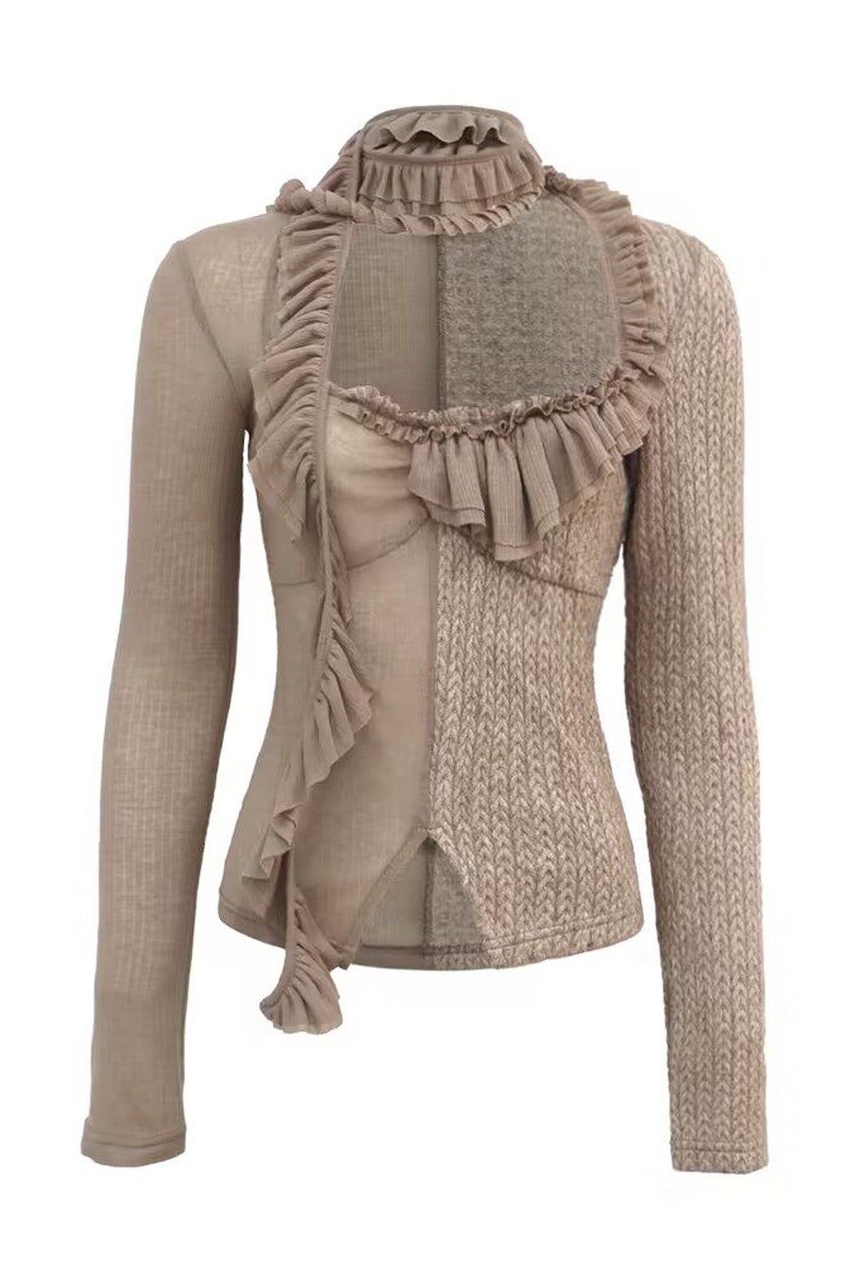 Ruffle Ribbon Knit Top