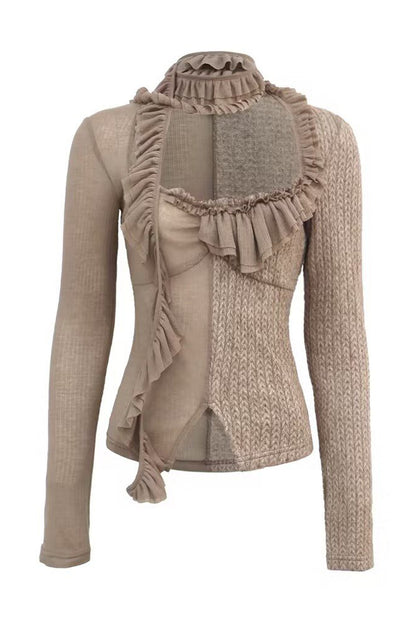 Ruffle Ribbon Knit Top