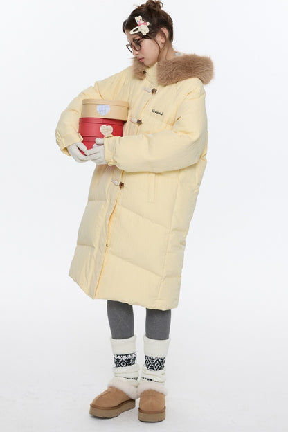 Cream Yellow Horn Button Down Coat