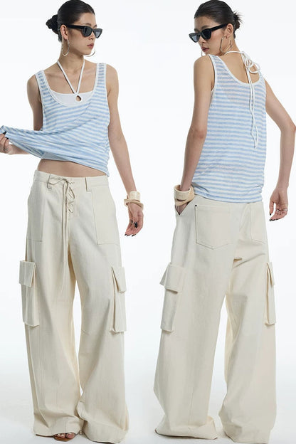 Oatmeal Curved Blade Cargo Pants