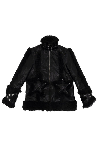 Punk-Star-Patchworkjacke mit Fell