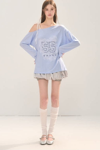 Asymmetrical Lace Shoulder Top