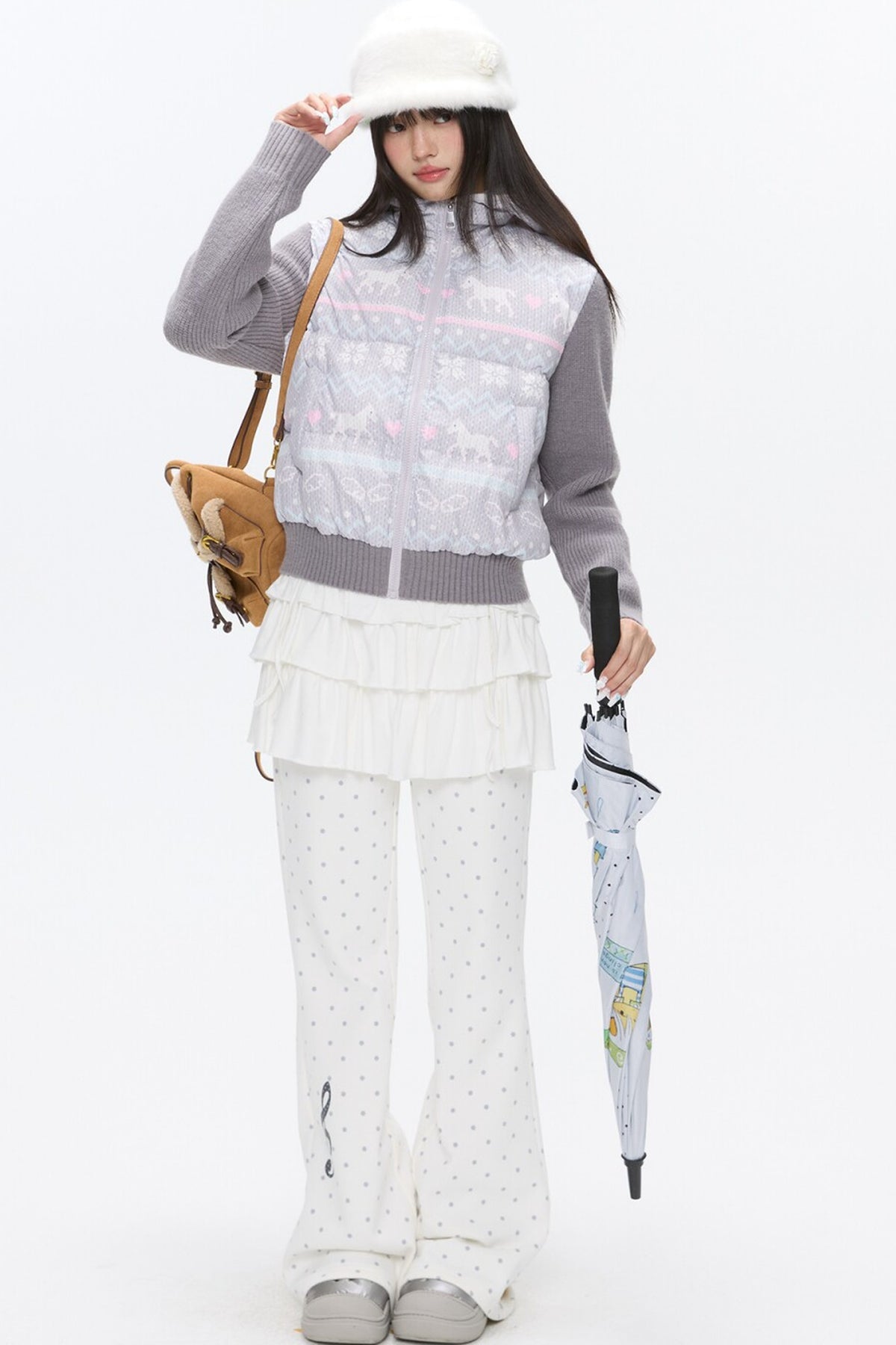 Fair Isle Sweater Down Coat