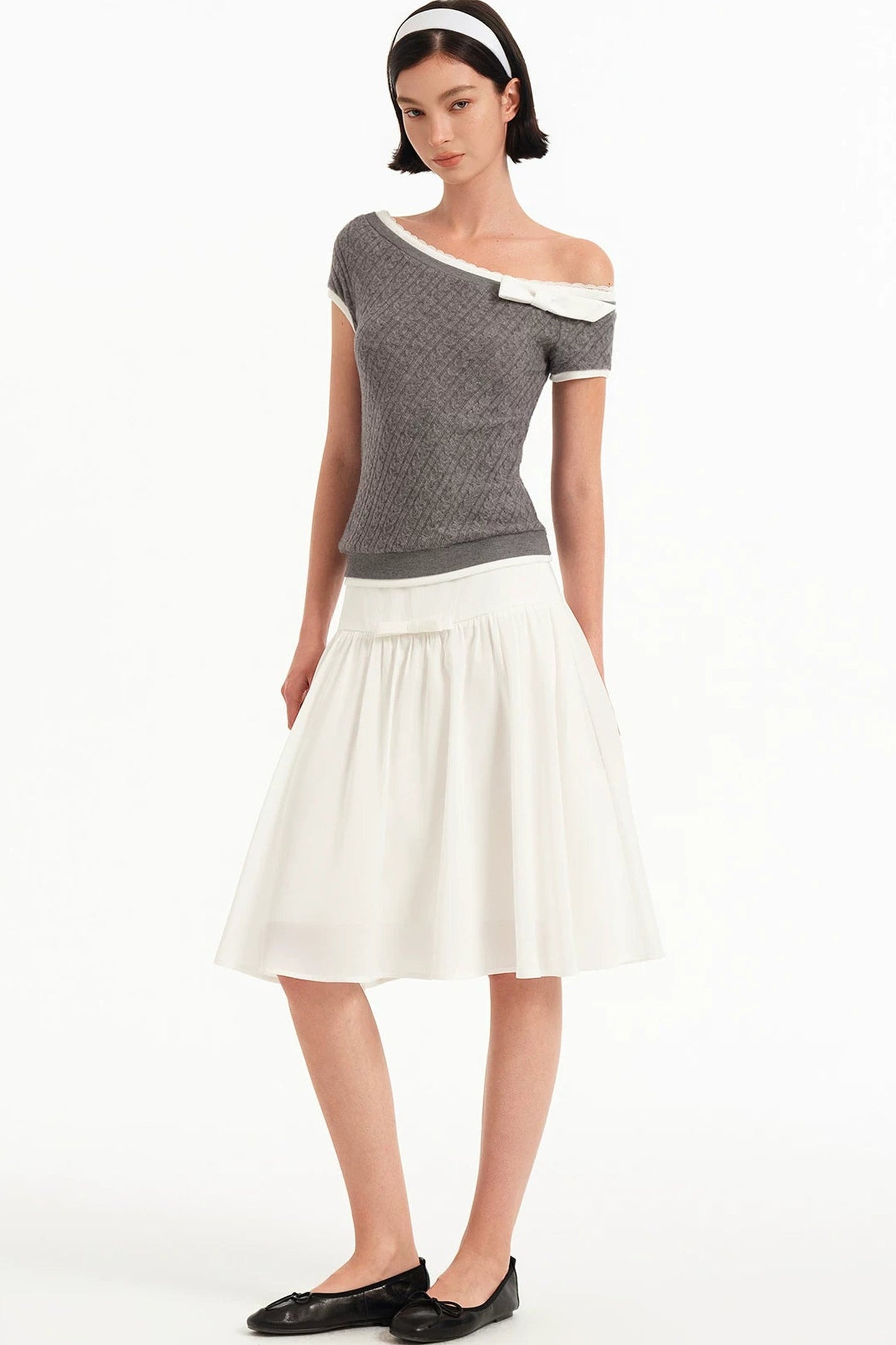 Asymmetrical Bow-Knot Knit Top