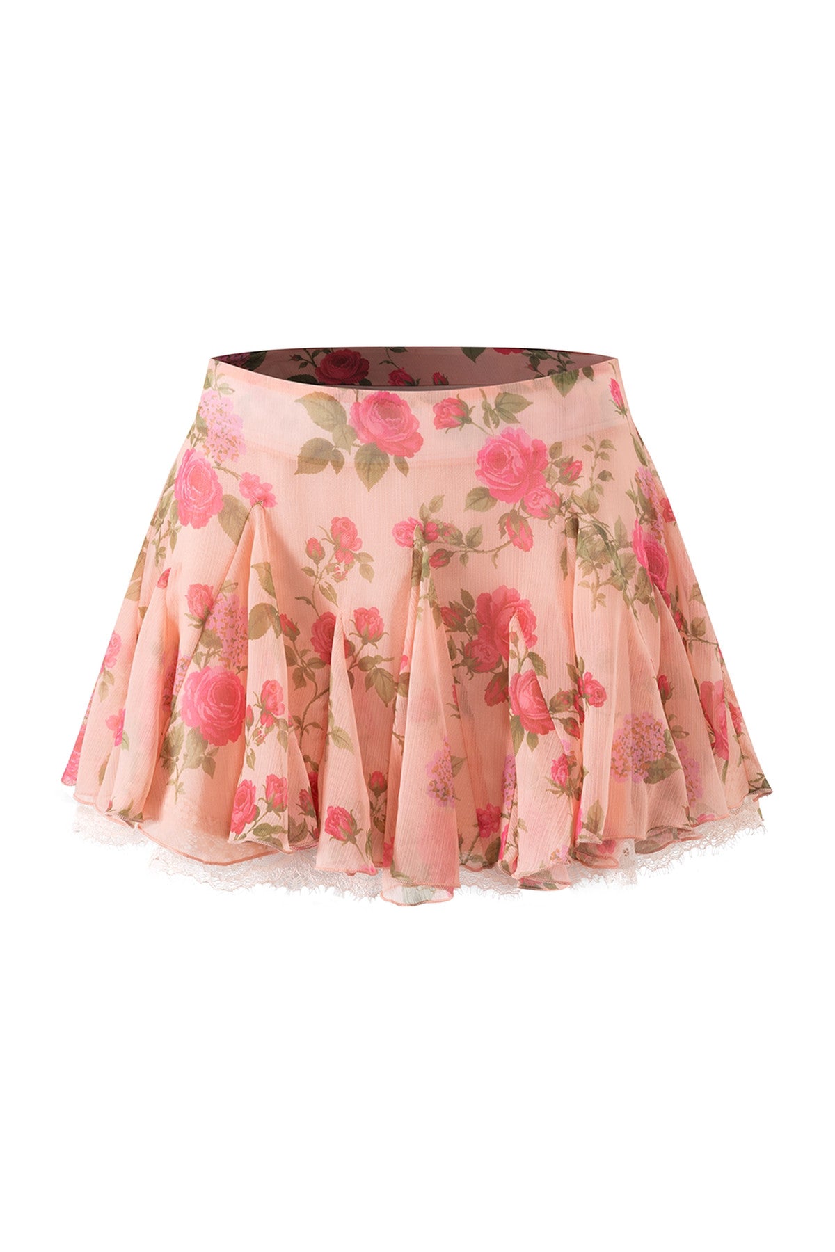 Lace Trim Wool Knit Cardigan and Chiffon Skirt