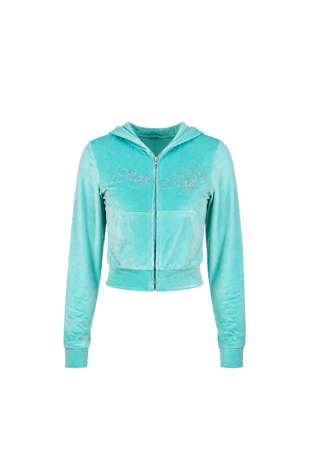 Glossy Velvet Hooded Tracksuit Set-Up