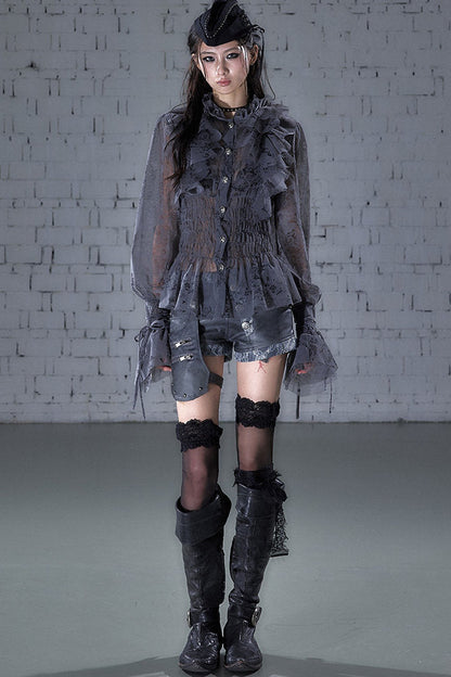Lace Ruffle Collar Blouse
