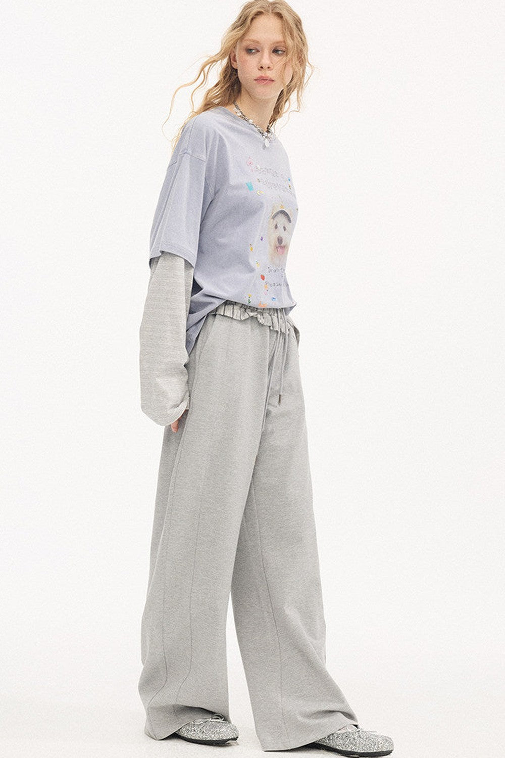 Rhinestone Cotton Long Sleeve Top