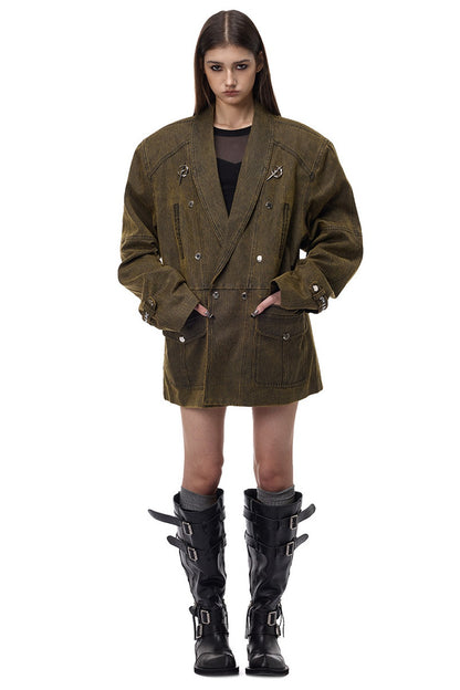 Y2K Oversized Double-Breasted Blazer