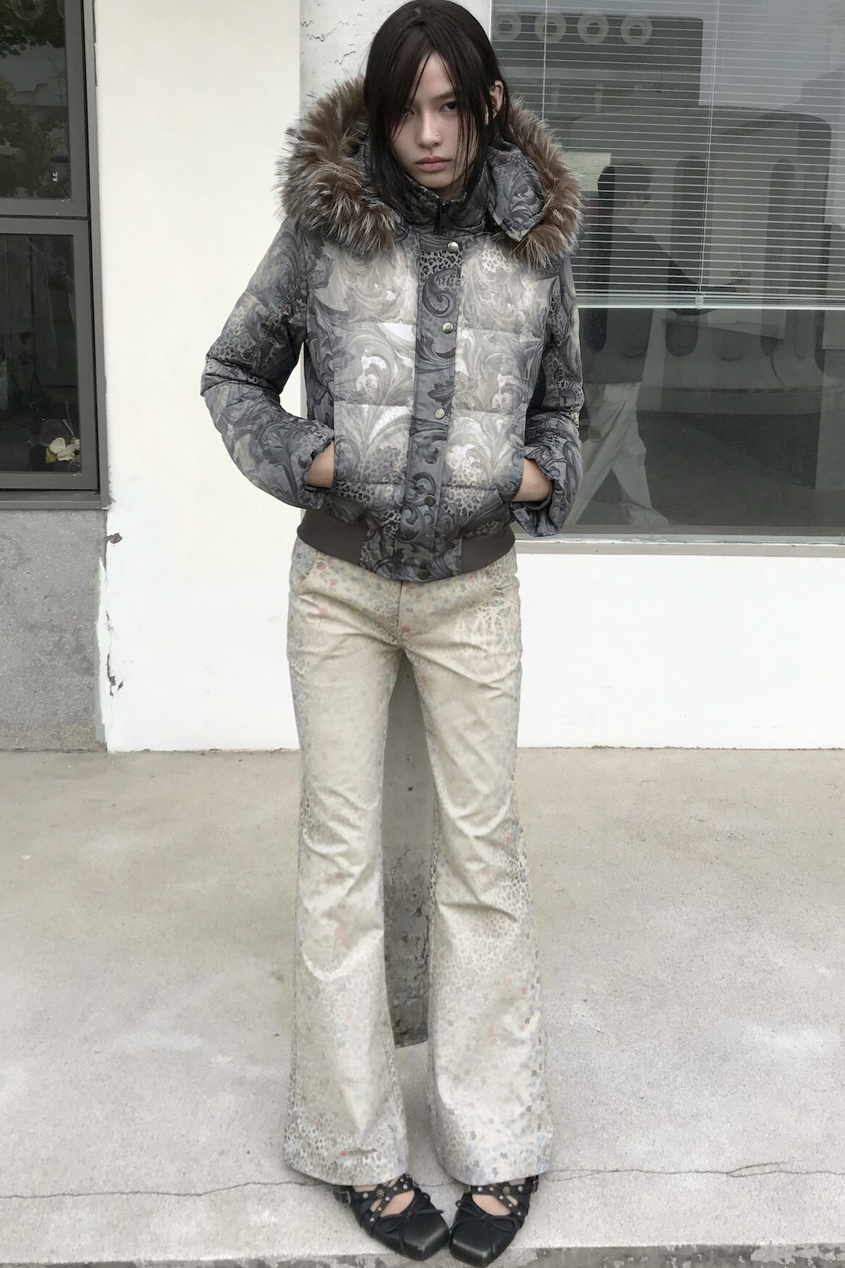 Leopard Floral Print Flared Pants