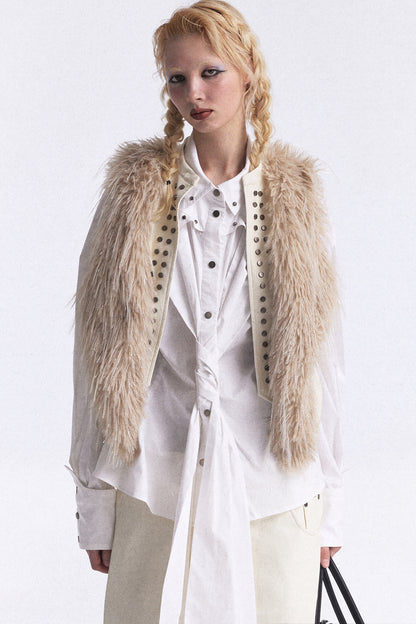 Studded Gradient Fur Vest
