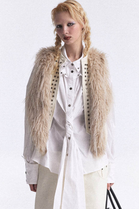 Studded Gradient Fur Vest