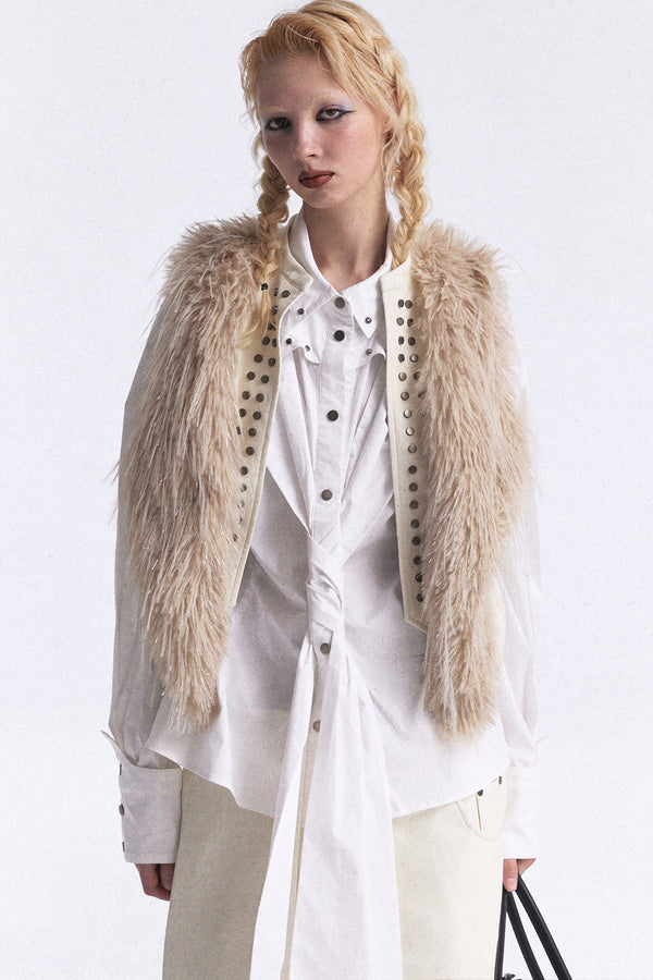 Studded Gradient Fur Vest