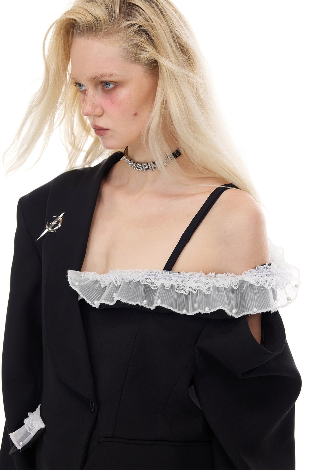 Asymmetrical Lace Blazer