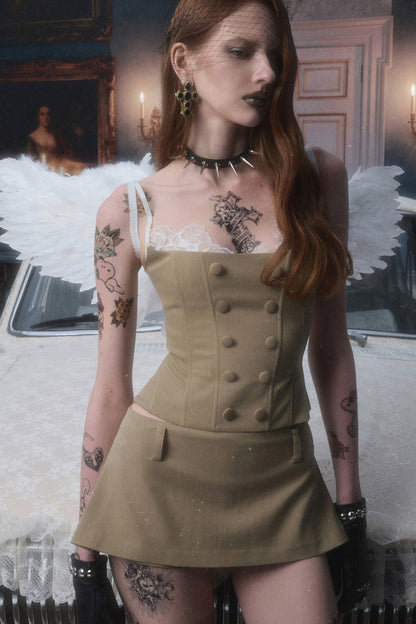 Patchwork Lace Fishbone Strap Dress