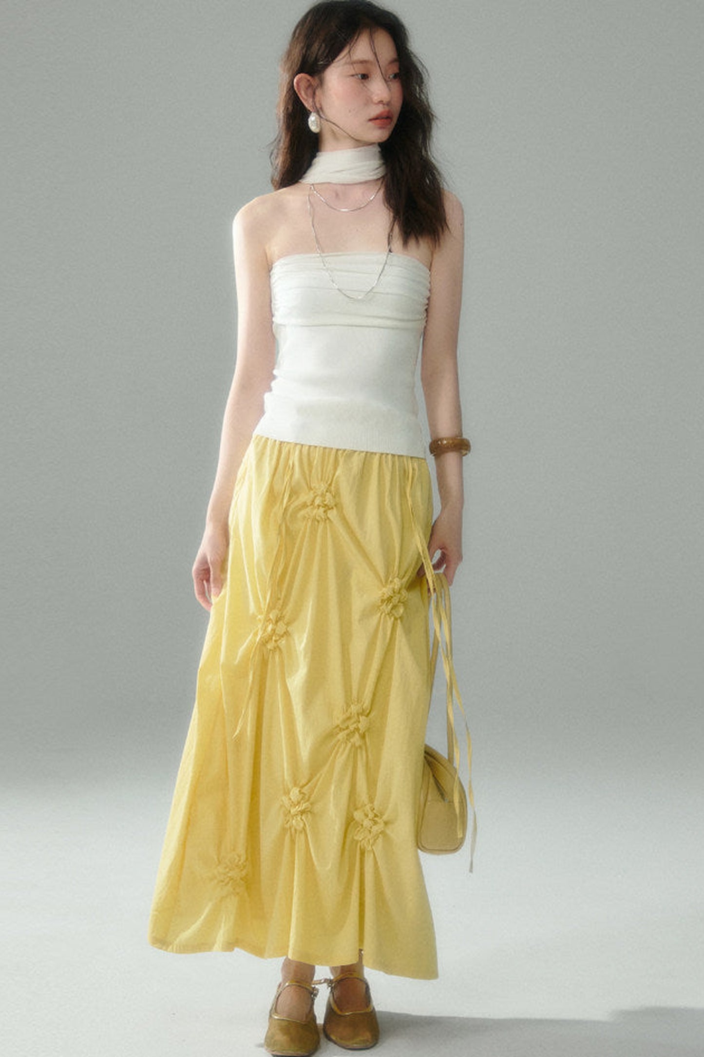 Misty Light Pleated Tulle Blouse Set