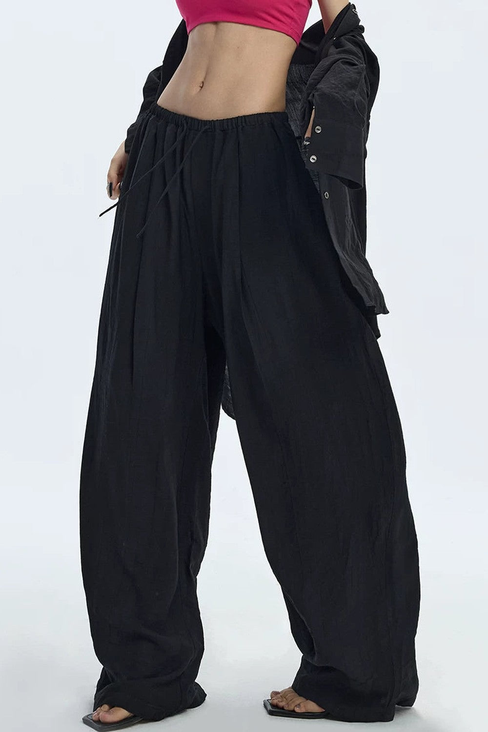 Black Textured Resort Shirt Pants Set-Up