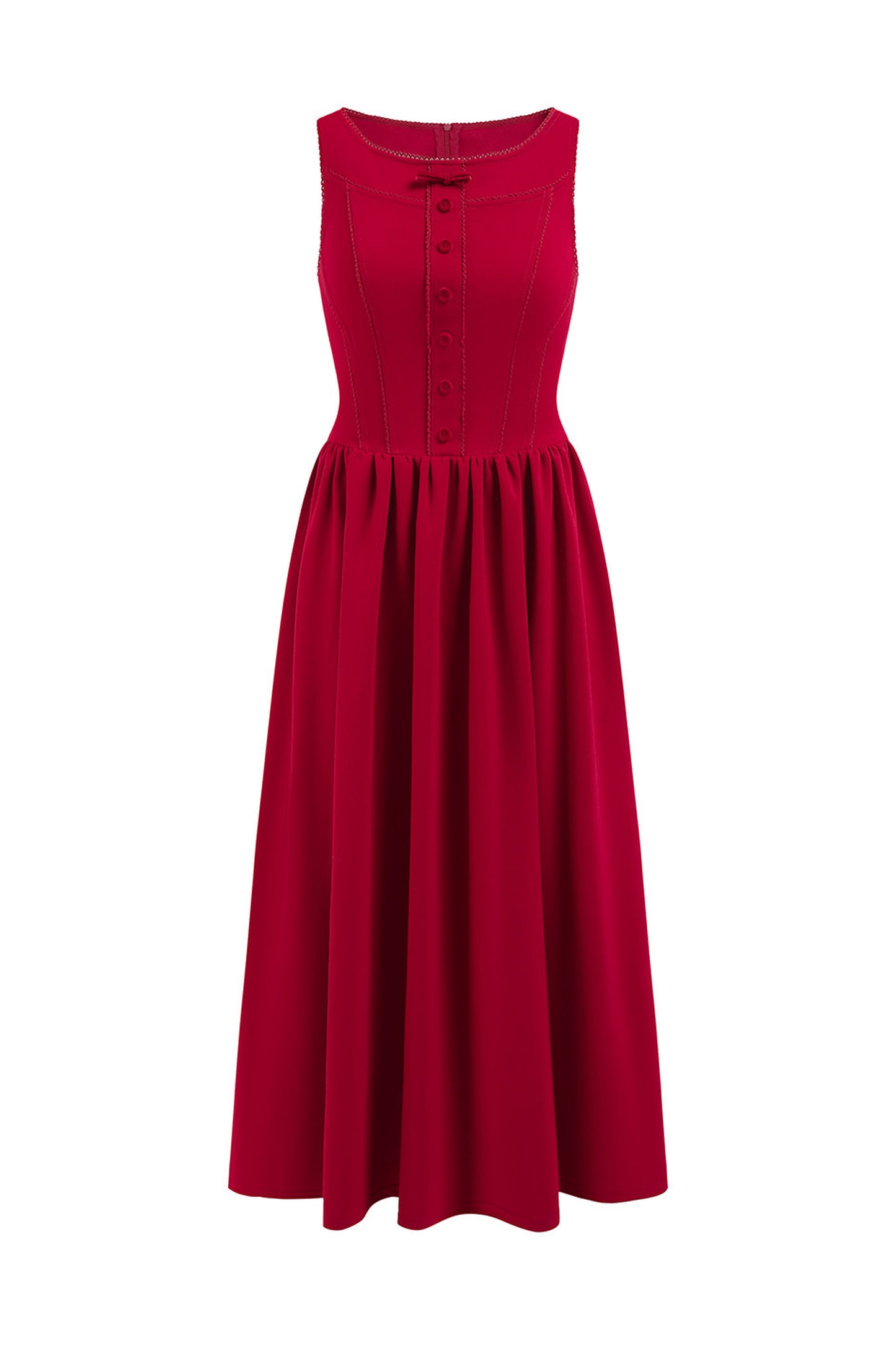 French Retro Red Strap Long Dress