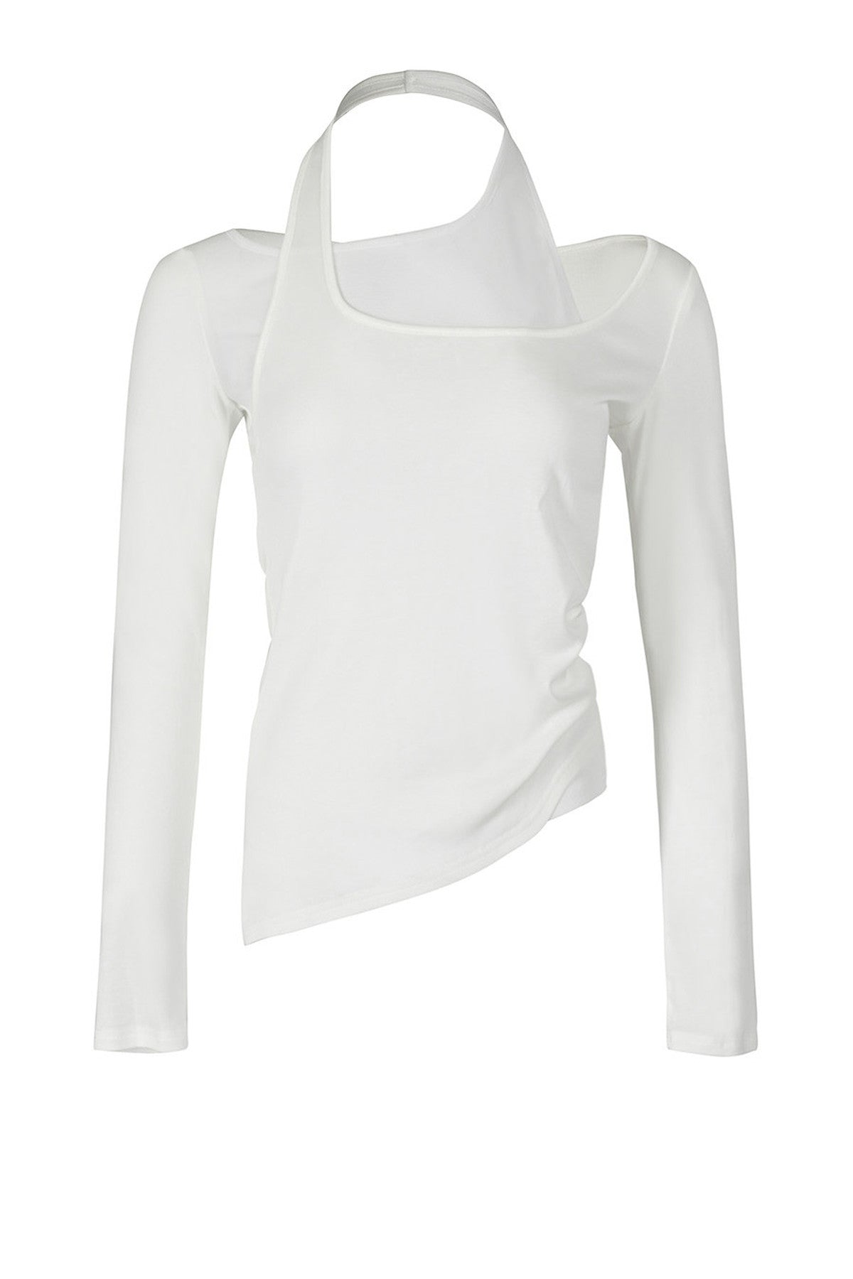 Layered-Look Spliced Halter Long-Sleeve T-Shirt