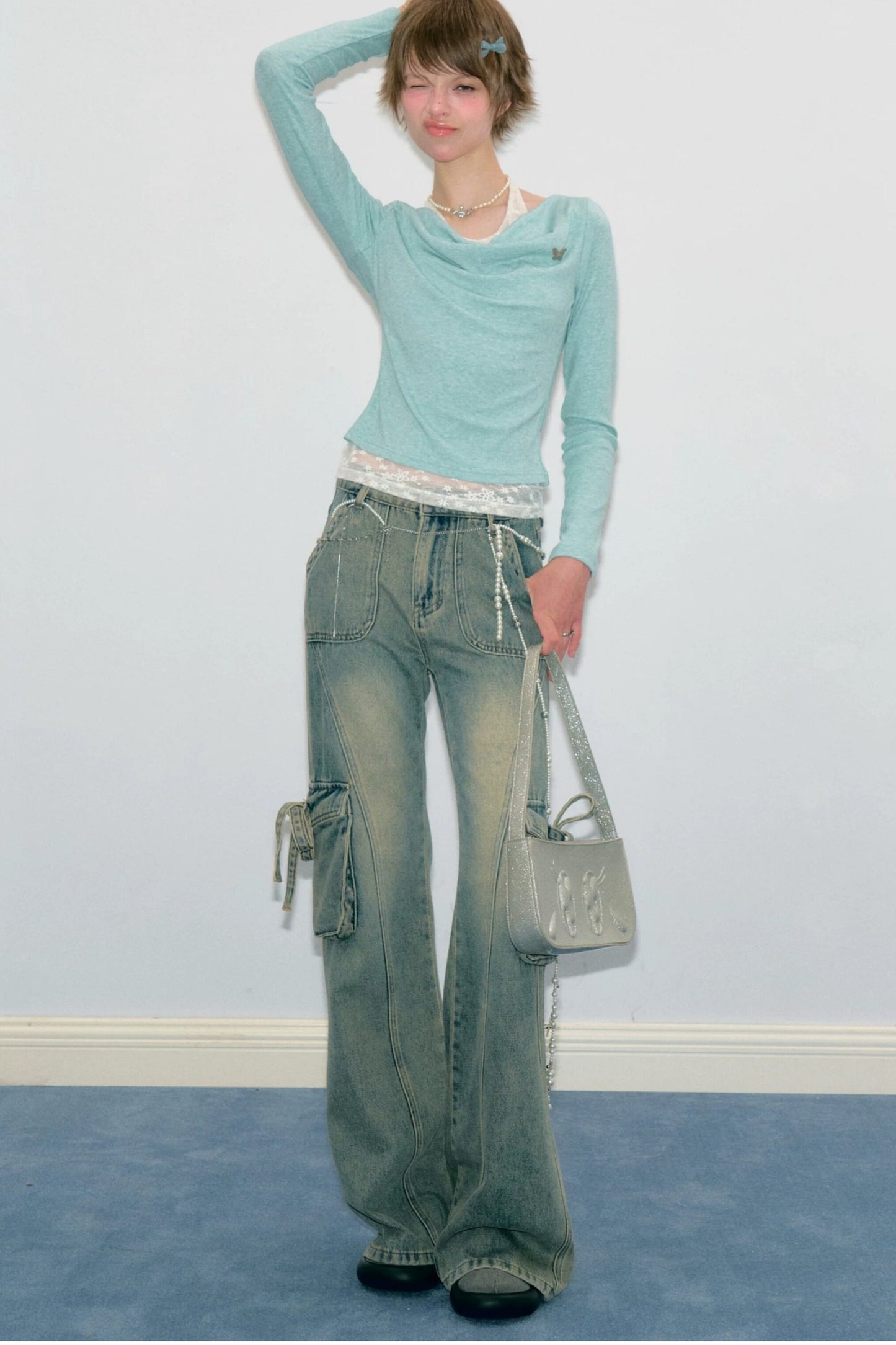 Mist Flutter Knit Top