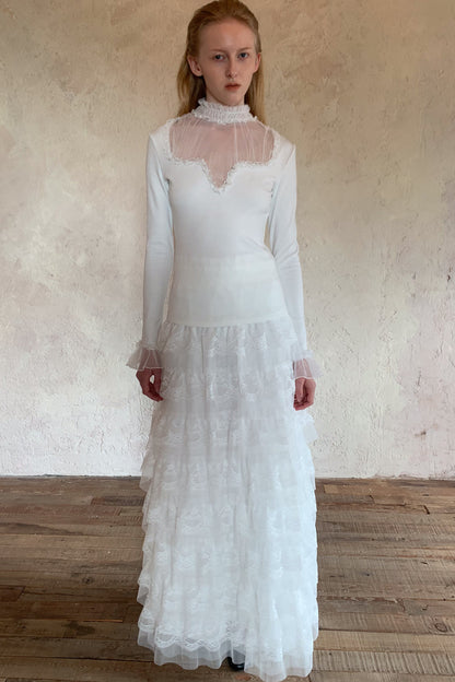 Elastic Waist Lace Cake Skirt