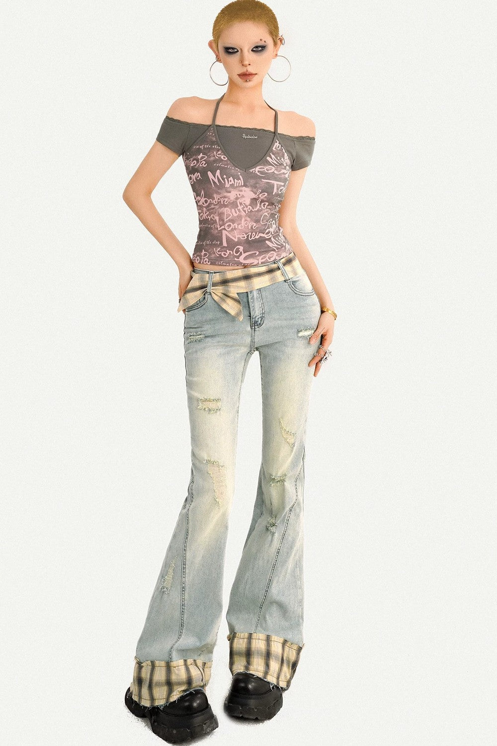 Y2K Color-Block Halter Top