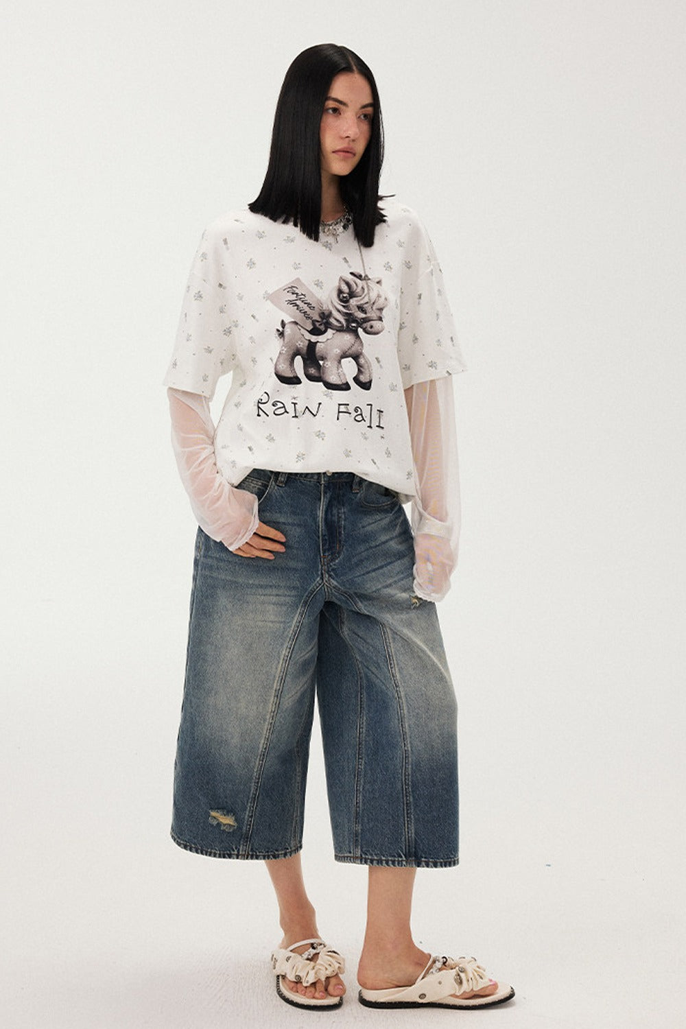 Floral Print Pony Layered Blouse