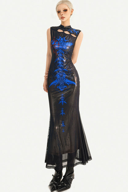 Blue Cyberpunk New Chinese Style Dress