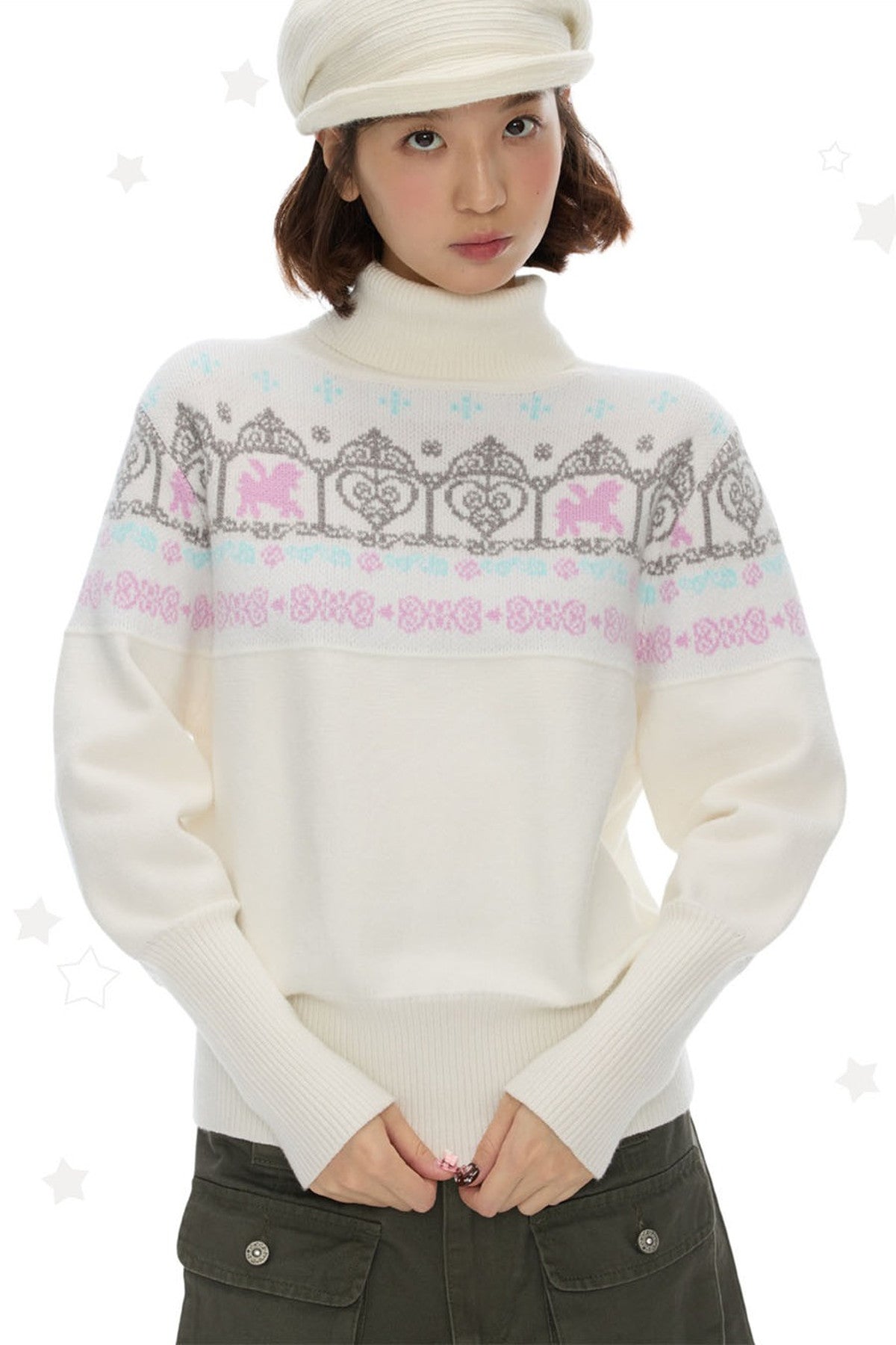 Batwing Sleeve Fair Isle Sweater