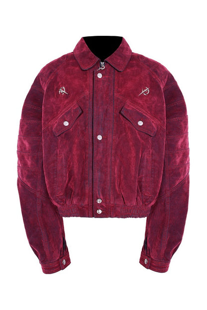 Red Ray Structure Velvet Jacket
