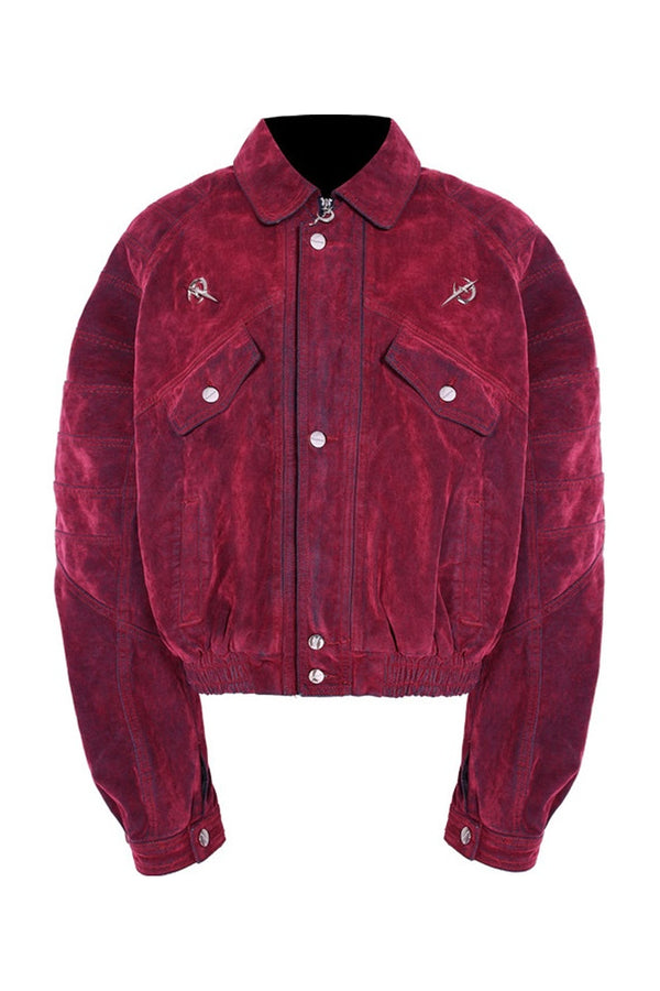 Red Ray Structure Velvet Jacket