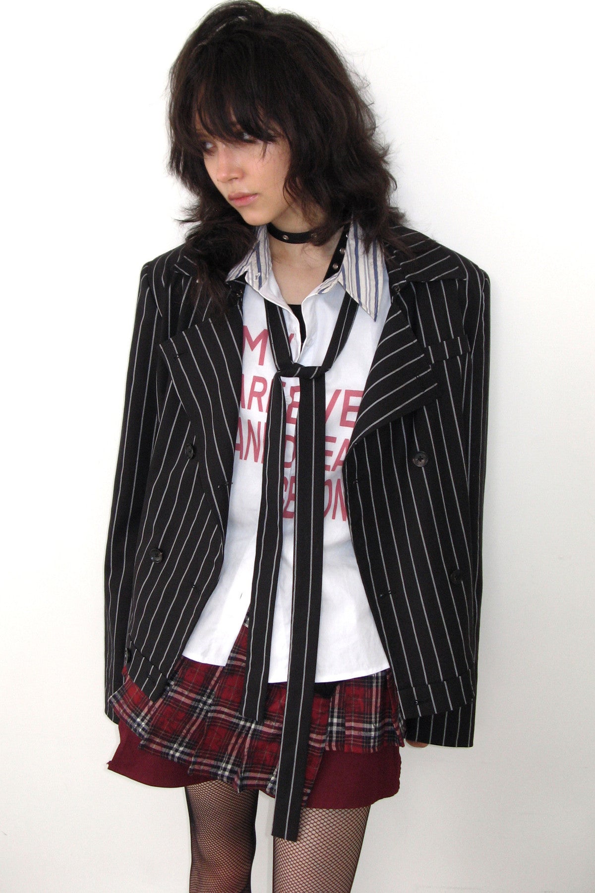Punk Lace-Up Striped Blazer