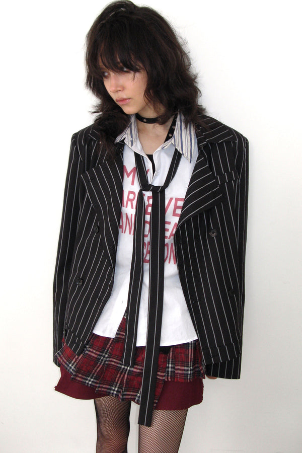 Punk Lace-Up Striped Blazer