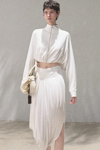 Cooling Batwing Sleeve Blouse and Skirt Set