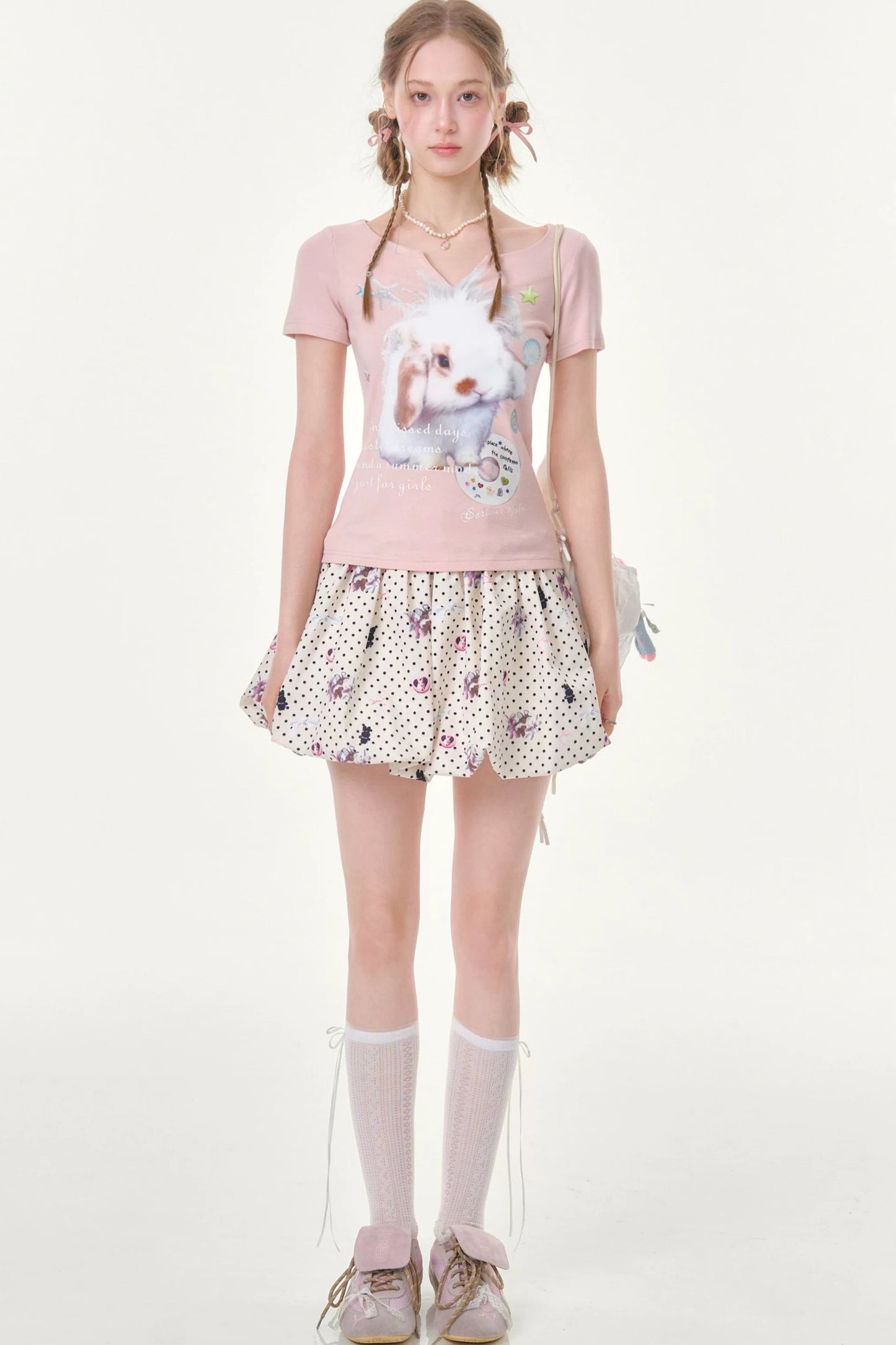 Heart Rabbit Polka Dot Skirt